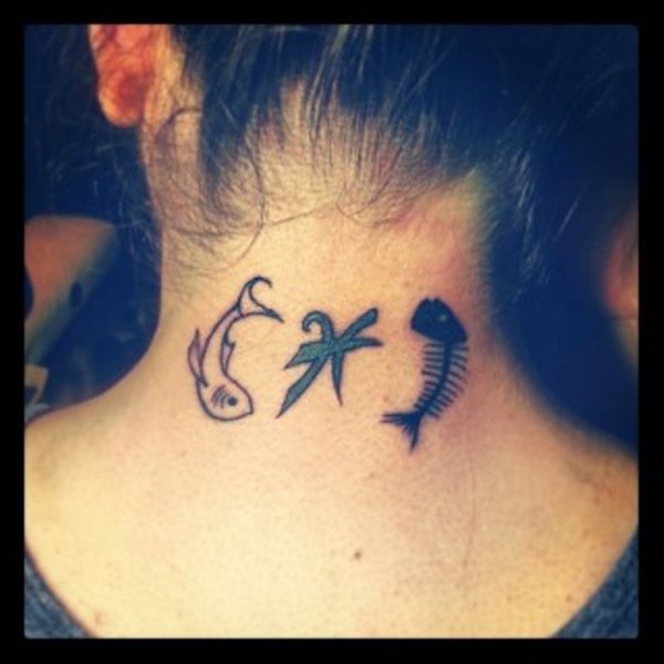 Pisces Tattoo Design On Neck Back