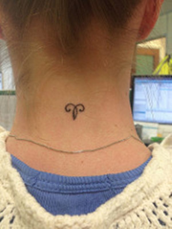 Small Aries Neck Tattoo