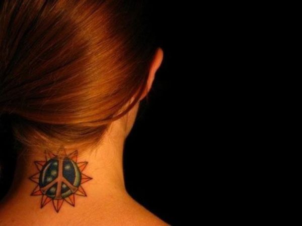 Sun Tattoo Design On Neck