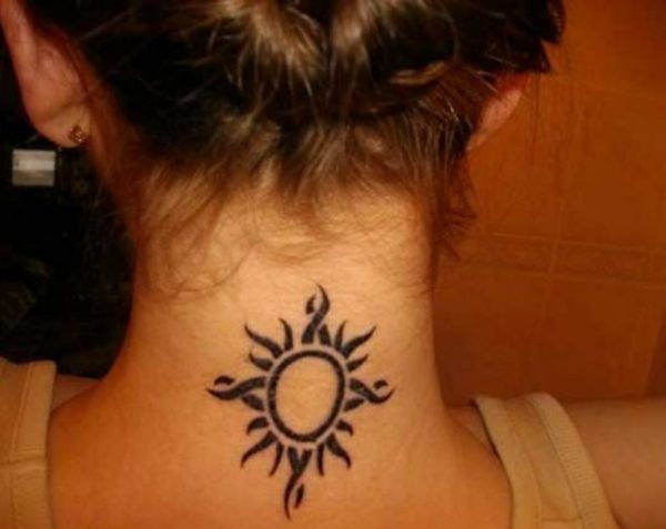 Sun Tattoo On Neck