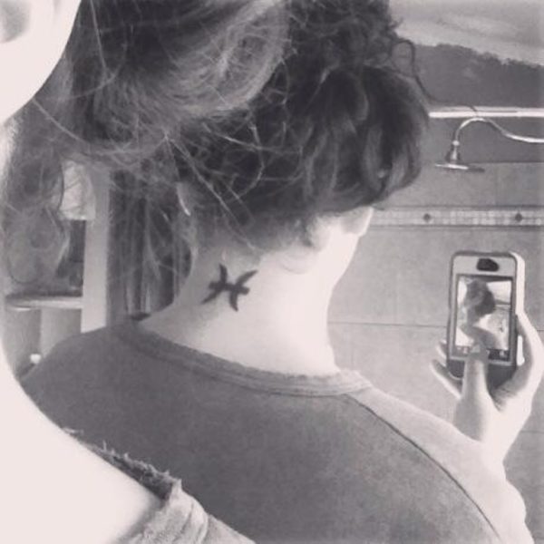 Sweet Pisces Neck Tattoo Design